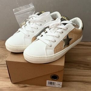 Vintage Havana Kids White and Gold Star Sneakers